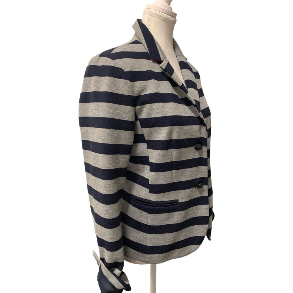Gap Vintage Dark Academia Striped Blazer in Navy & Grey Size 6/Medium - Picture 2 of 7